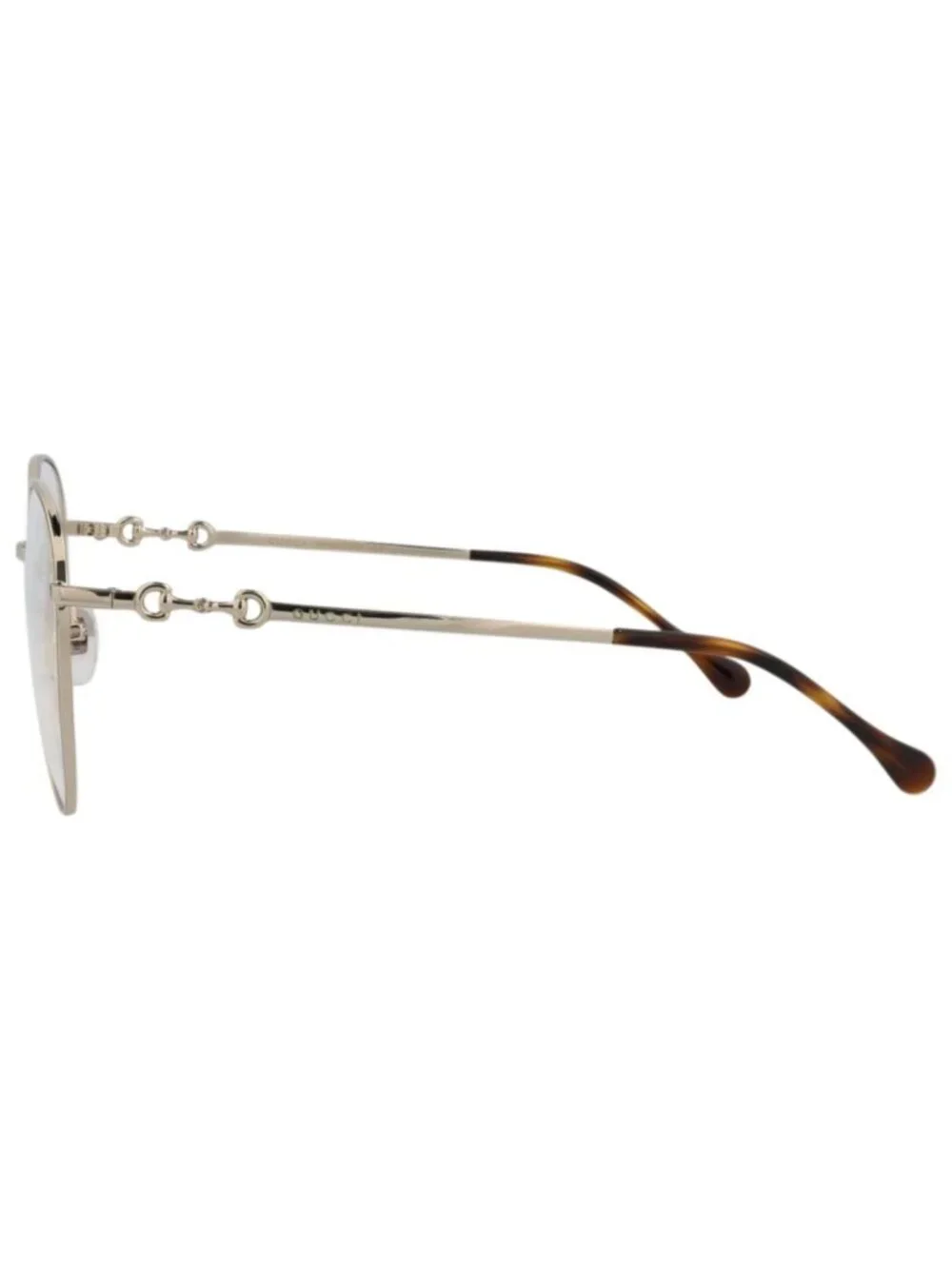 New Gucci Women's Eyeglasses Cat Eye Metal Frame Gold Gold Transparent
